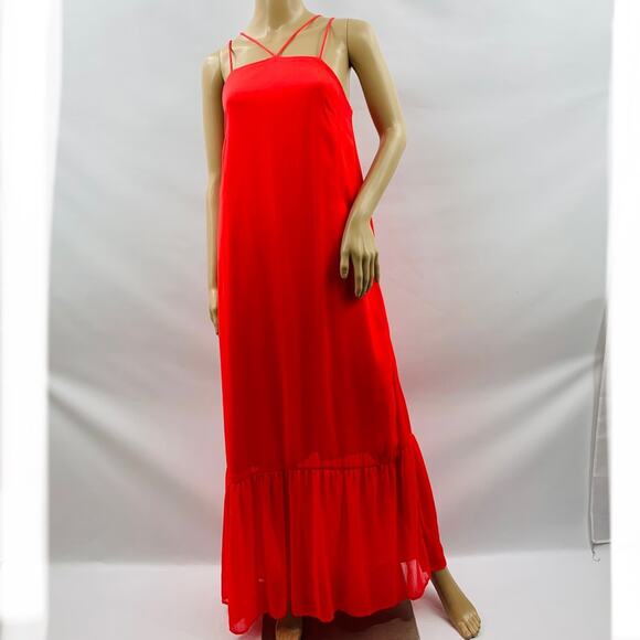 Gianni Bini Coral Peplum Hem Maxi Dress - Picture 3 of 12